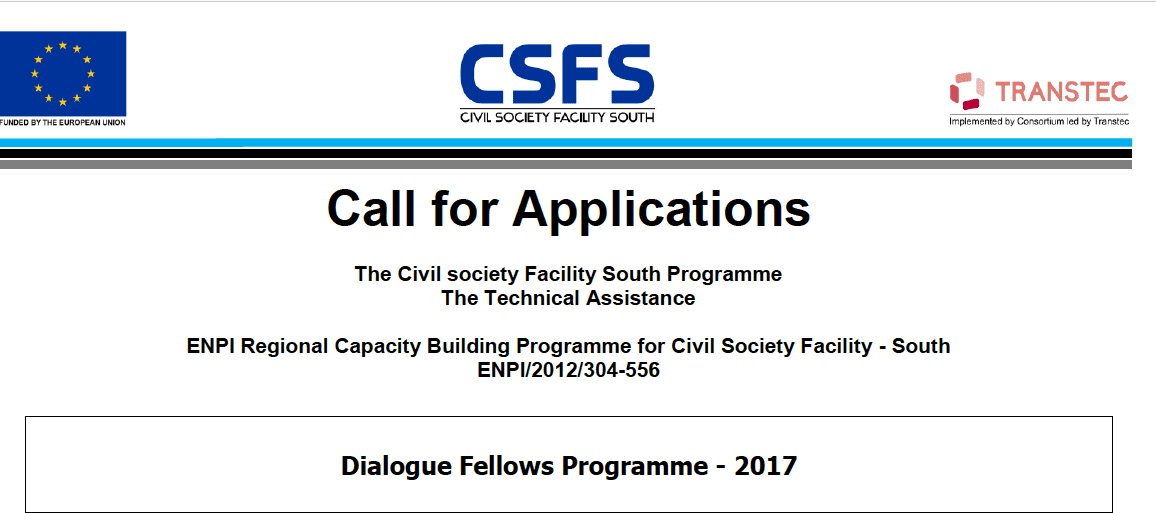 Civil society Facility South Dialogue Fellows Programme 2017 for Young People from MENA Region (Fully Funded)