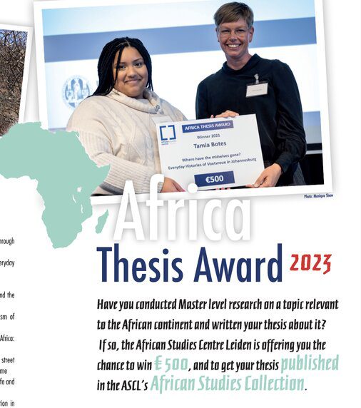 Centro de Estudios Africanos Leiden África 2023 Premio de disertación para tesis de maestría sobre ascendencia africana (Premio de 500 euros)