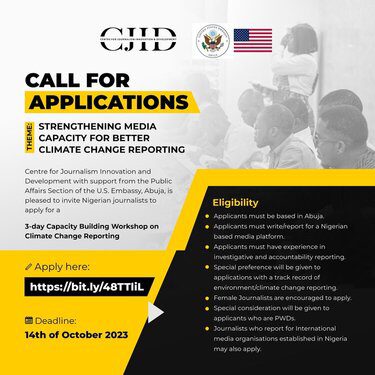 CJID Africa capacity building workshop on Climate Change Reporting for Nigerian journalists